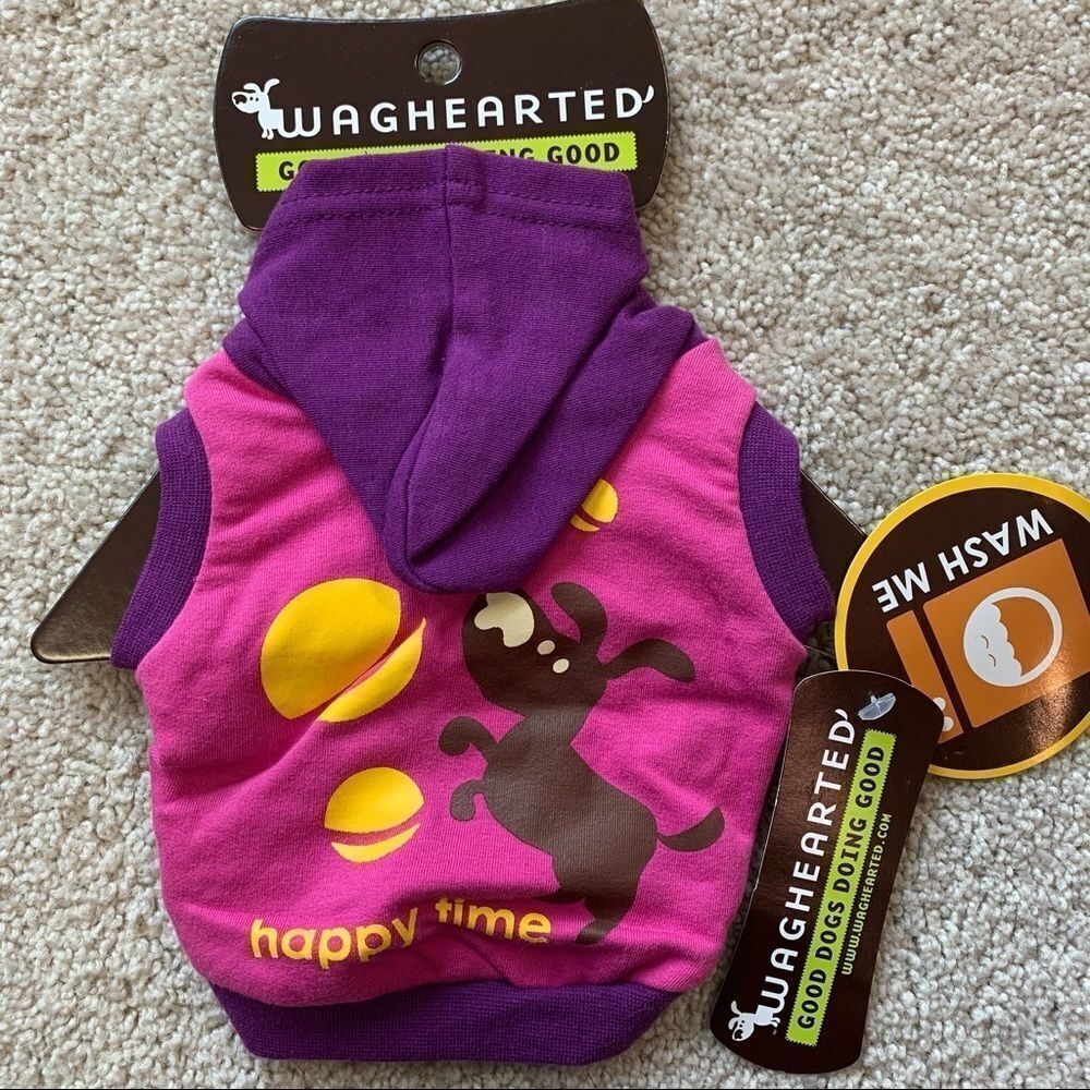 nwt Waghearted pink purple happy time dog top Sz XXS